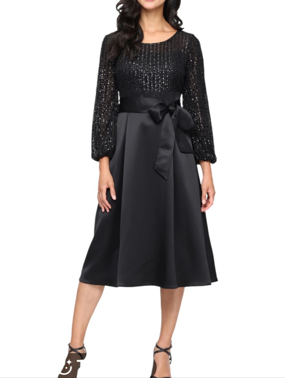 Alex Evenings Sequin Black Cocktail Midi Dress...Size 18